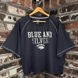 University of Nevada Wolfpack Blue & Silver Team Apparel Custom Cut Crop Tshirt